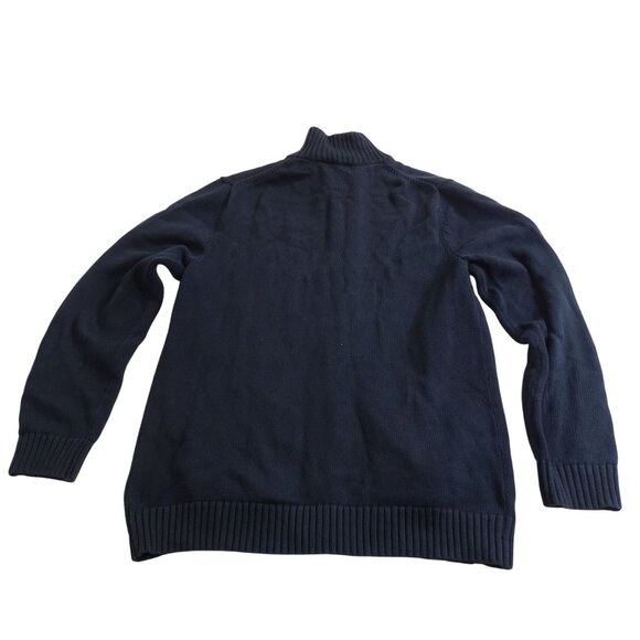 LL Bean Navy Blue Full Zip Cardigan Sweater Men Size L Long Sleeve Casual Work - Picture 4 of 10